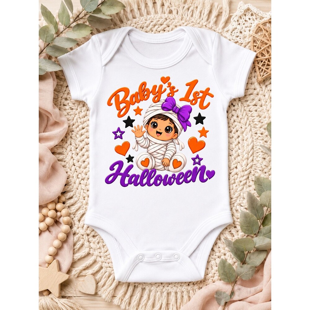 Baby Girl Baby's 1st Halloween Onsie White Orange Purple 0-3 Months 8-12 Lbs